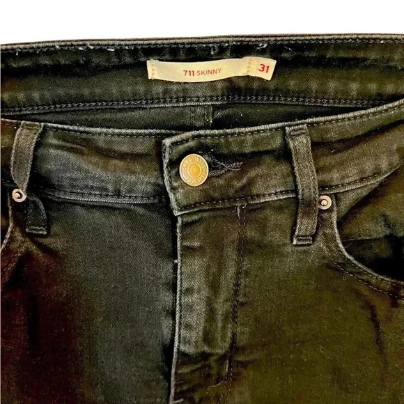 Women’s Black LEVI’S 711 Mid Rise Skinny Jeans Sz 31 (10) - Picture 4 of 4